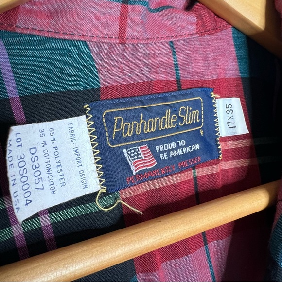 Panhandle Slim Western Pearl Snap Plaid Vintage Long Sleeve Mens Shirt 17 X 35 - Picture 3 of 9